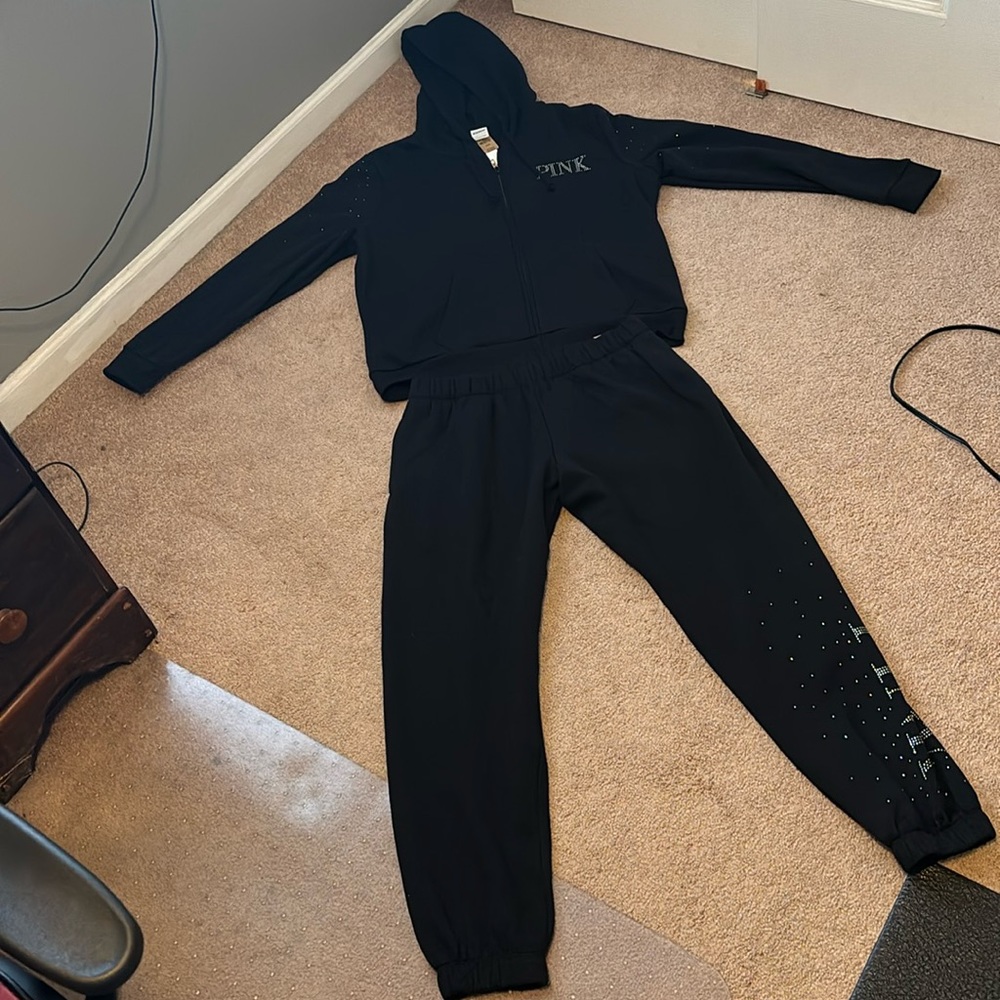 VS Pink bling two piece matching sweatsuit